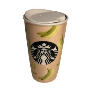 Starbucks 2015 Banana Ceramic Travel Tumbler Siren Logo 12oz Mug Cup #98-8